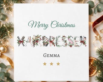 Personalised Hairdresser Christmas Card, Custom Name Hair Stylist Card, Christmas Card for Hairdresser, Salon Gift