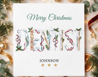 Dentist Christmas Card, Personalised Dentist Christmas Card, Christmas Card for Dentist, Dentist Xmas Gift, Dental Christmas Card