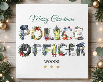 Custom Police Officer Christmas Card, Personalised Police Christmas Card, Christmas Card for Police Officer, Police Xmas Gift, Police Gift