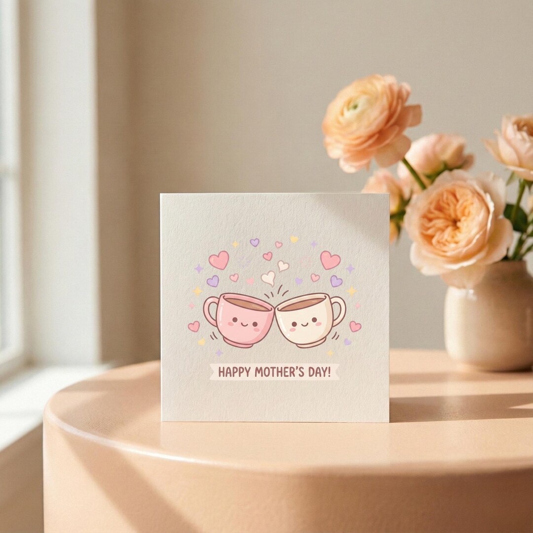 Happy Mother’s Day Card, Cute Tea Cup Mothers Day Card for Mum, Sweet ...