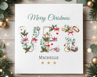 Vet Christmas Card, Personalised Vet Christmas Card, Christmas Card for Vet, Vet Xmas Gift, Veterinary Christmas Card