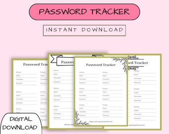 Password Tracker Printable Instant Download PDF - Etsy