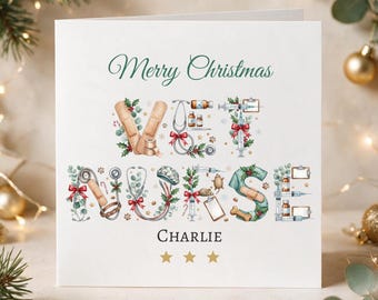 Personalised Vet Nurse Christmas Card, Custom Veterinary Nurse Christmas Card, Christmas Card for Vet Nurse, Vet Nurse Xmas Gift
