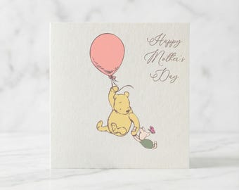 Klassische Pooh Muttertagskarte von Kids | Winnie The Pooh Bär mit Ballon-Mama Karte | Süße glückliche Muttertagskarte | Bemuttern Sonntag UK