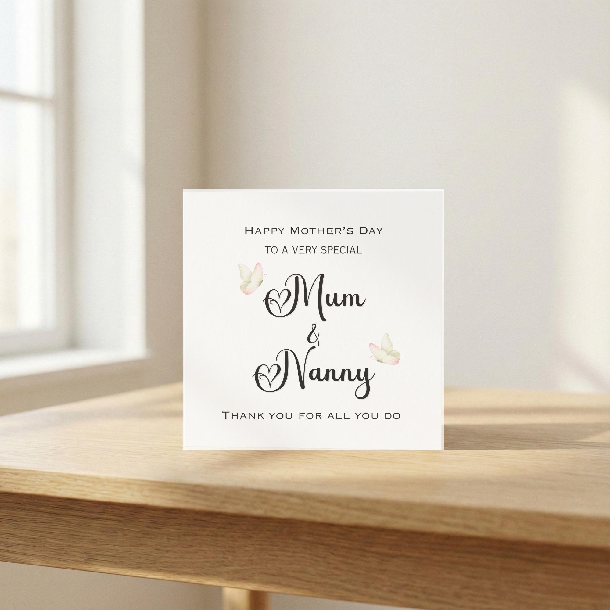 Mother's Day Card for Nanny and Mum | Nana Mothers Day Card and Mom ...