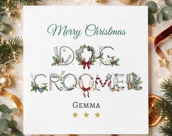 Dog Groomer Christmas Card, Christmas Card for Dog Groomer, Dog Grooming Xmas Card, Dog Groomer Gift, Pet Lover Christmas