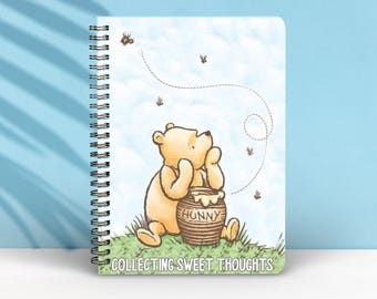 Carnet ligné Winnie l'Ourson classique A5/A4 | Carnet style Winnie | Journal de pensée positive | Joli cadeau de papeterie pour elle