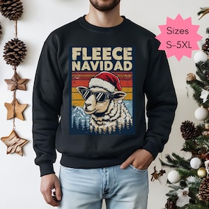 Unisex Fleece Navidad Sweater, Spanish Merry Christmas Sweatshirt, Funny Fleece Navidad Christmas Jumper, sheep Feliz Navidad Sweat shirt