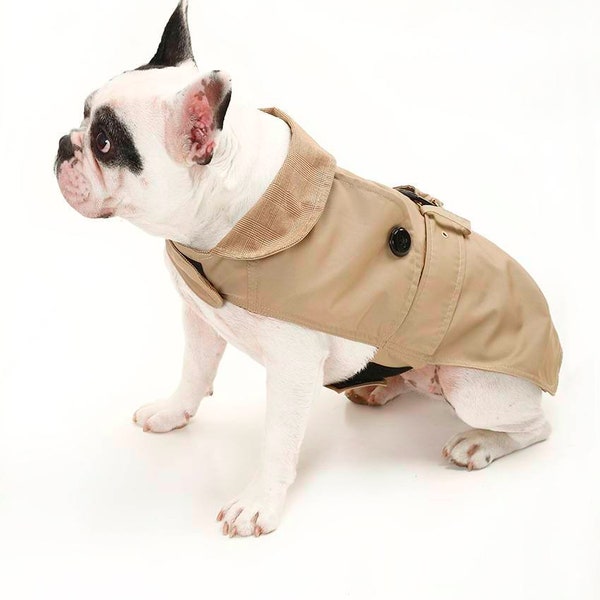 Trench imperméable pour chiens, bouledogue français, carlin, petits chiens, tissu déperlant, fait main, sur mesure