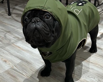 Customizable Frenchie raincoat, french bulldog coat with name, frenchie mom gift, french bulldog cute clothes, hand made