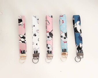 French bulldog keychain, gift idea for frenchie lovers, keys accessories, french bulldog accessories,wrist keychain