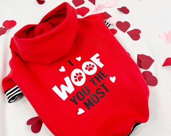 French bulldog red hoodie, Saint Valentine dog hoodie, dog sweatshirt