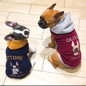 French bulldog hoodie, pug hoodie, customizable, warm dog sweater, french bulldog fashion, dog coat, dog clothing, hand madec