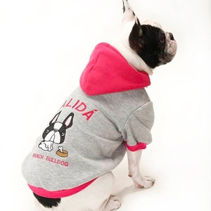 French bulldog customizable hoodie, customizable dog hoodie, warm dog sweater, frenchie coat, little dog clothes, frenchie fashion clothes