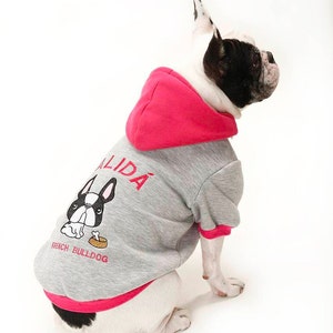 Felpa personalizzata per Bulldog francese con cappuccio, vestiti per cani fatti a mano, maglione caldo per cani, cappotto autunnale  cani