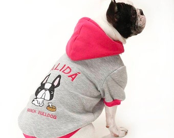 French bulldog customizable hoodie, customizable dog hoodie, warm dog sweater, frenchie coat, little dog clothes, frenchie fashion clothes