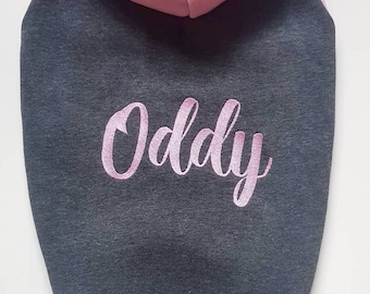 Custom made small dog hoodie whith name/embroidered/hand made