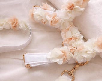 Dog flowers harness, wedding dog harness, custom dog harness, luxury dog harness,