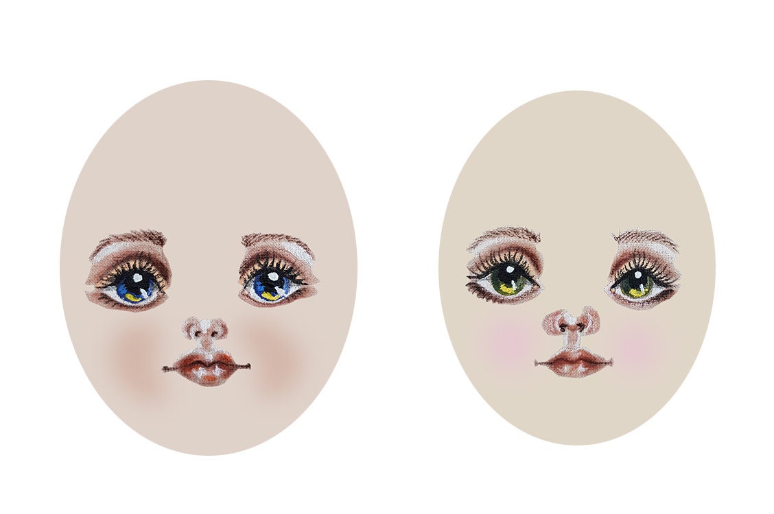 Doll Faces Blue Green Eyes Clipart Eyes Lips Nose - Etsy