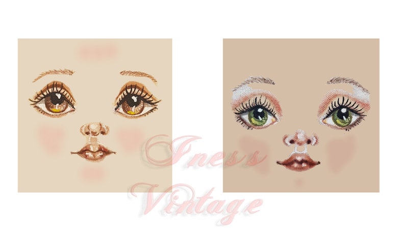Beautiful Doll Faces Clipart Eyes Lips Nose Watercolor and - Etsy
