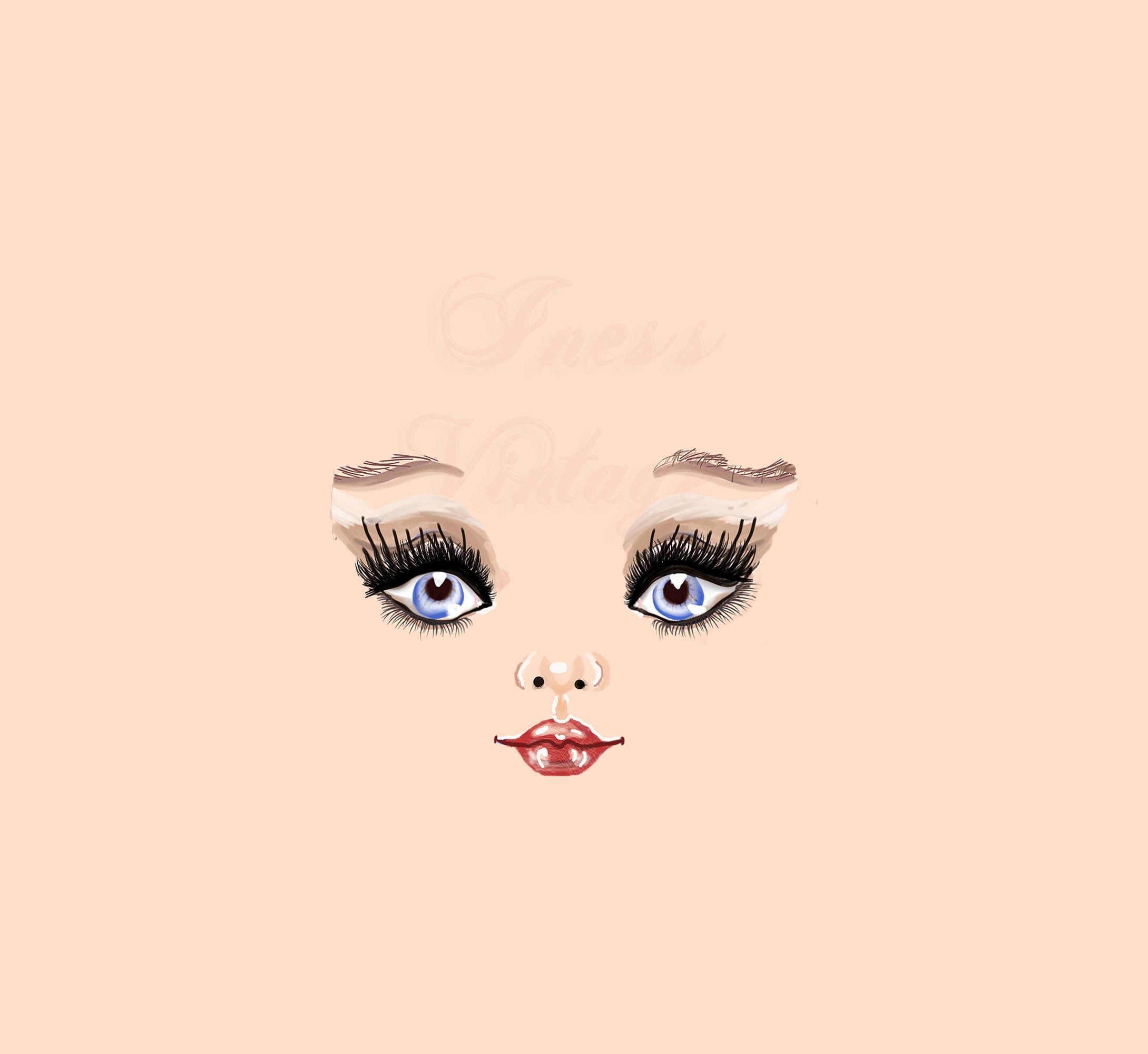 Doll Faces, Blue Eyes, Green Eyes, Clipart Eyes, Lips, Nose, Digital