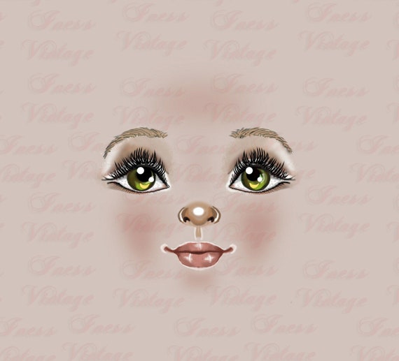 Doll Face Print Facial Features on a Beige Background Doll - Etsy UK