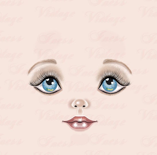 Doll Face Print Beautiful Doll Faces Clipart Eyes Lips - Etsy