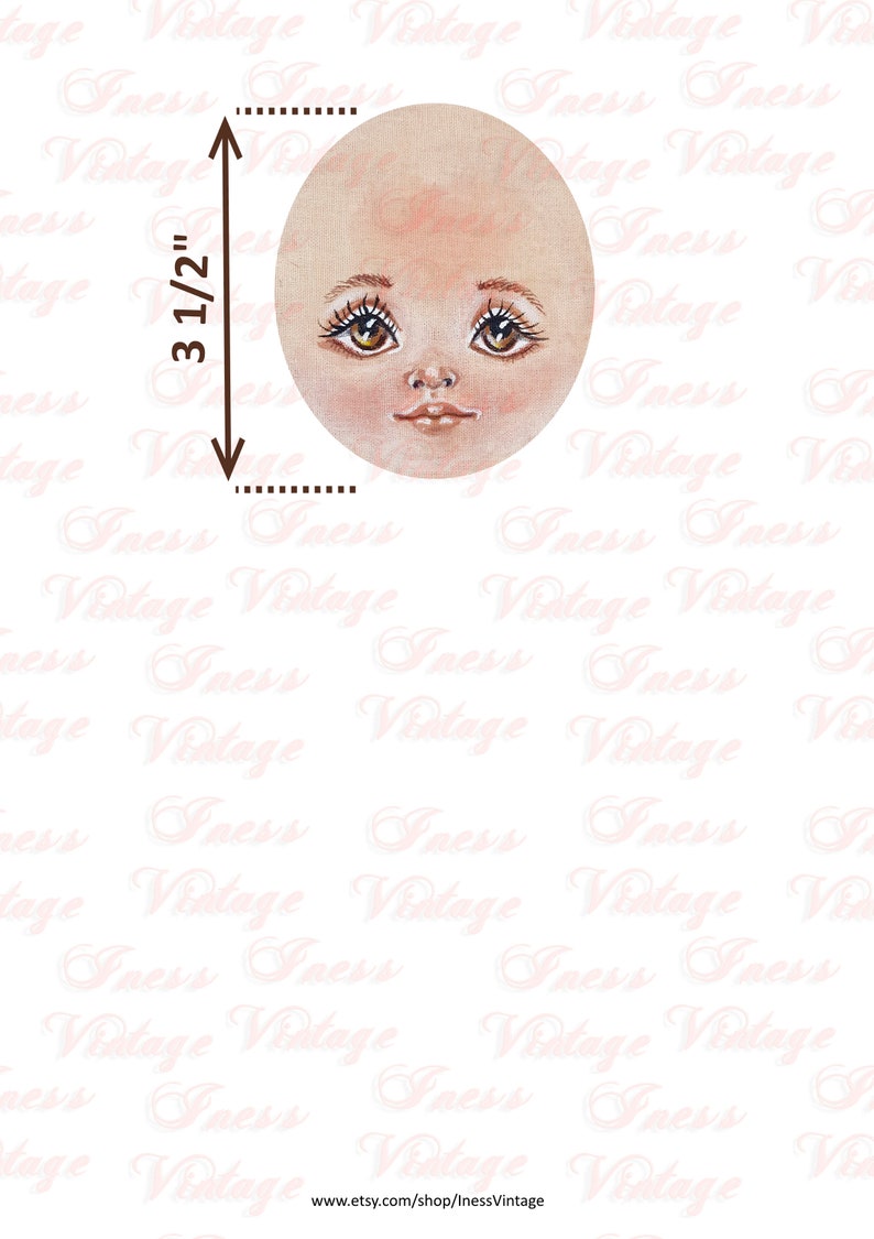 Doll Face Print, Brown Eyes, Doll Face, Clipart, Digital Abstract ...