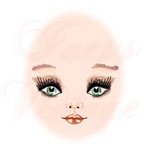 Doll Faces, Blue Eyes, Green Eyes, Clipart Eyes, Lips, Nose, Digital ...