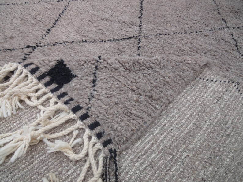 Gray beni ourain rug 100 wool authentic vintage rug moroccan Etsy