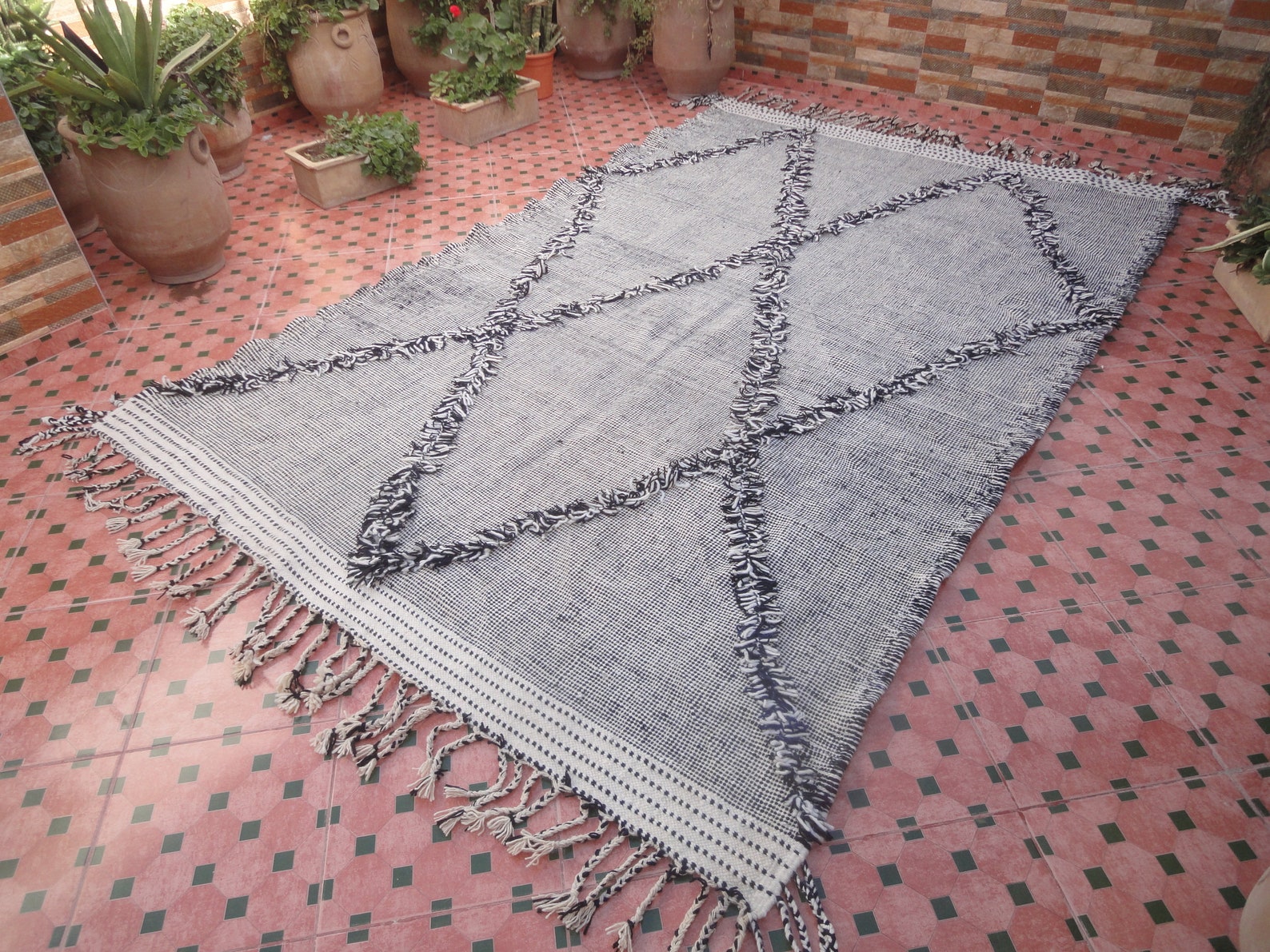 LARGE Carpet Zanafi Authentic Kilim Rug 100 WOOL Moroccan Etsy