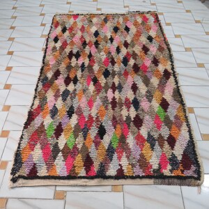 tapis boucherouite authentic vintage azilal moroccan berber
