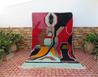 azilal rug authentic vintage carpet boucherouite moroccan berber