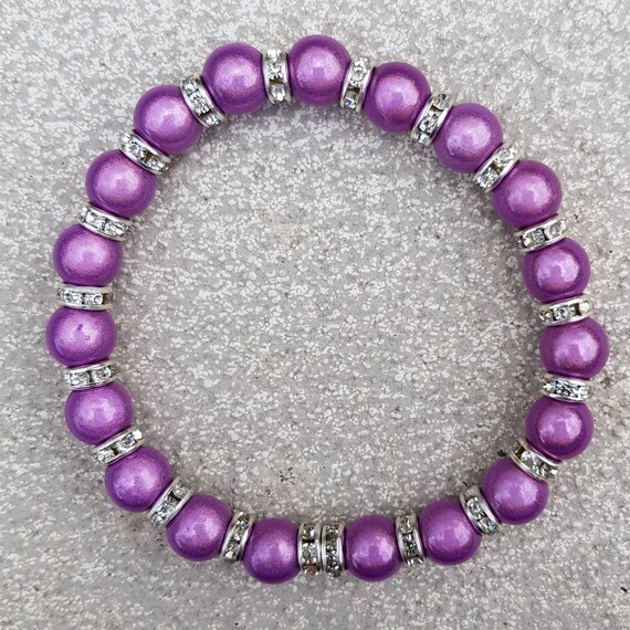 Shiney clear crystal and silver Diamante rondelle Beads Strech Bracelet stacker