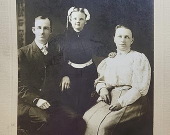 Vintage 1920’s PHOTO RPPC Family Mounted Black & White Denver Studio 6.75 x 11 inch