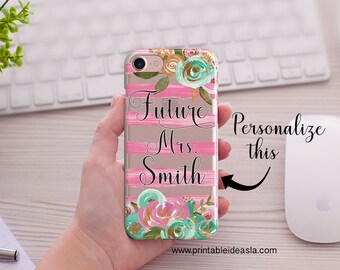 Bridal Shower Gift iPhone Case, Personalized Future MRS, Wedding Bride Engagement Gift, iPhone 11 Pro MAX, XS  Galaxy S7, S7 Edge, S8, S8+