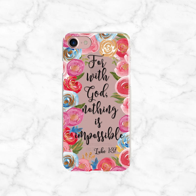 Bible Verse Phone Case For with God Nothing is impossible Etsy