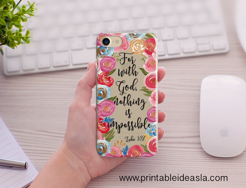 Bible Verse Phone Case For with God Nothing is impossible Etsy