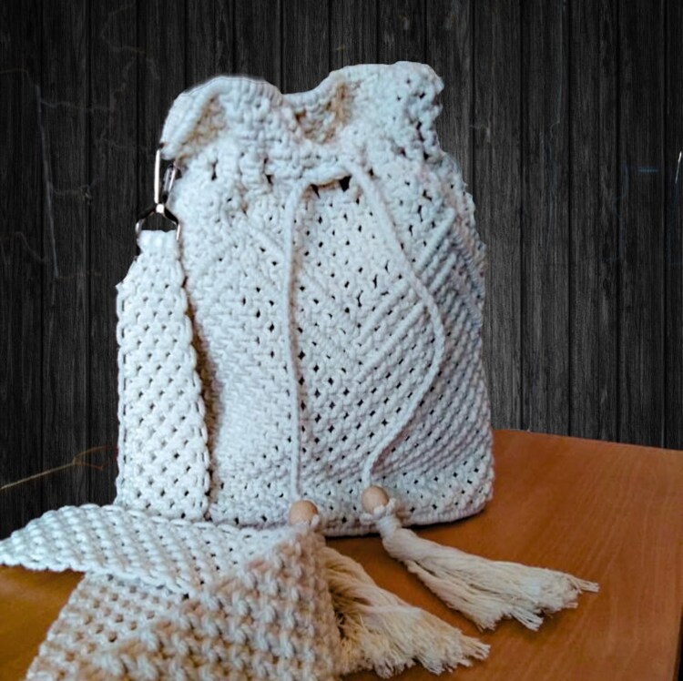 Handmade macrame shoulder bag Summer Bag Boho chic macrame