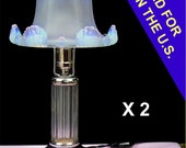Antique French Modernist Art Deco Chrome And Opalescent Glass Table Lamps By Ezan c1935 Paris