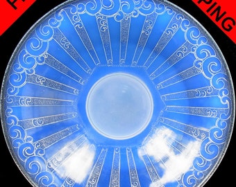 Antique French Art Deco Etling Opalescent iridescent Glass ‘Les Volutes’ Large charger No: 251