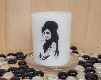 soul and rhythm n blues legend#valerie#Camden#gone way too soon#british music Scented Back to Black pillar candle#Amy Winehouse#jazz