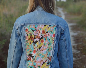 Chaqueta vaquera vintage reciclada para mujer