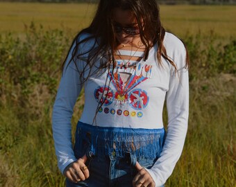 Koszula z frędzlami z recyklingu Woodstock