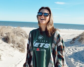 Upcycled New York Jets Flannel