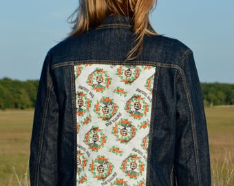 Jaqueta jeans reciclada da Grateful Dead