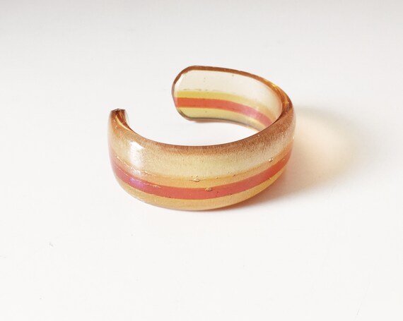 Risa Striped Glass Bracelet - Vintage 90s Chunky … - image 3