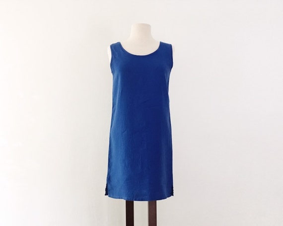 Vintage 90/'s Royal Blue Mini Dress  Sleeveless Blu Summer Dress