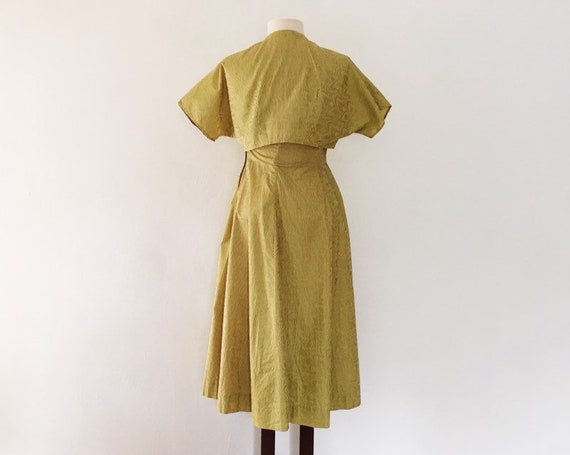 Fine Line Dress - XS - Vintage 50s Chartreuse Yel… - image 6