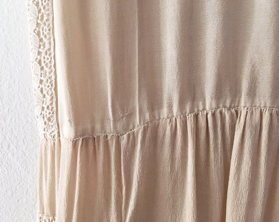 Prairie Mist Beige Silk Dress - XXS or XS - 1920s… - image 6
